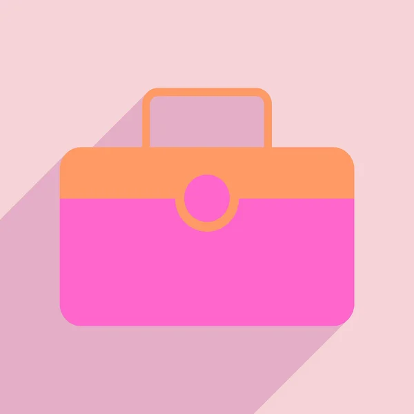 Plat avec icône d'ombre et application mobile valise — Image vectorielle