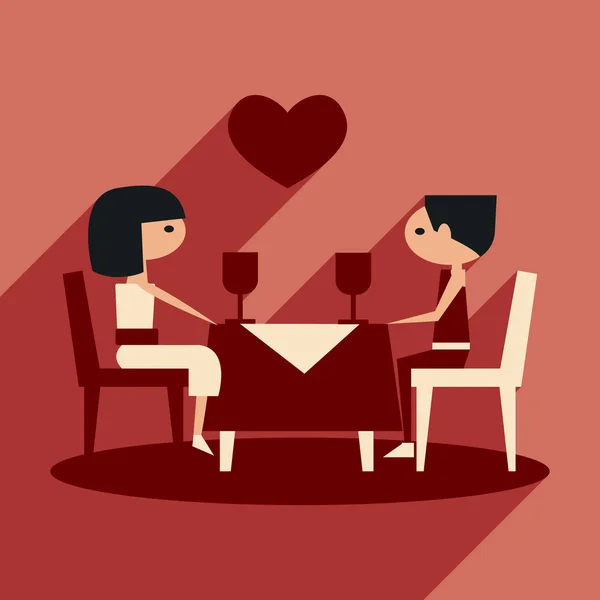 Appartamento con icona ombra e applicazione mobile cena romantica — Vettoriale Stock