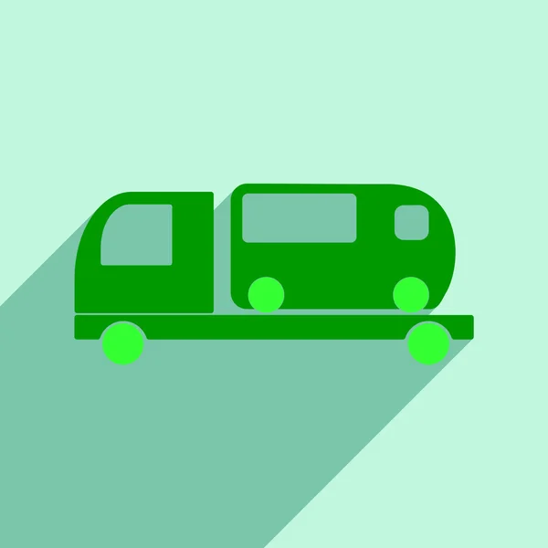 Plano com ícone de sombra e aplicativo móvel serviço de ônibus de carro —  Vetores de Stock
