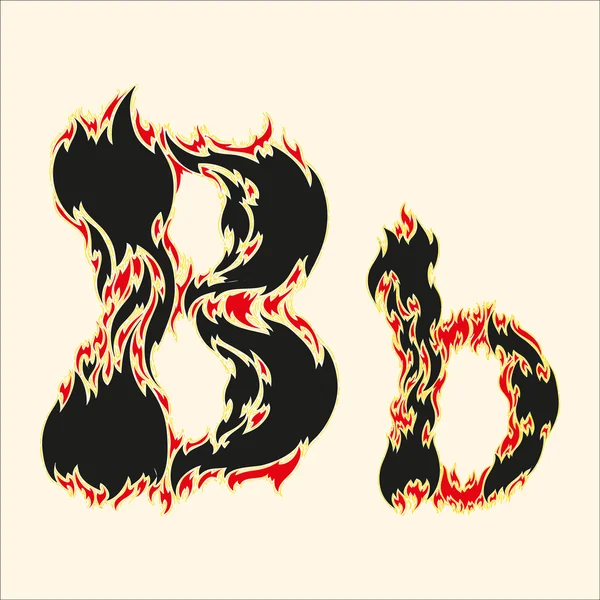Police Fiery Lettre B Illustration sur fond blanc — Image vectorielle