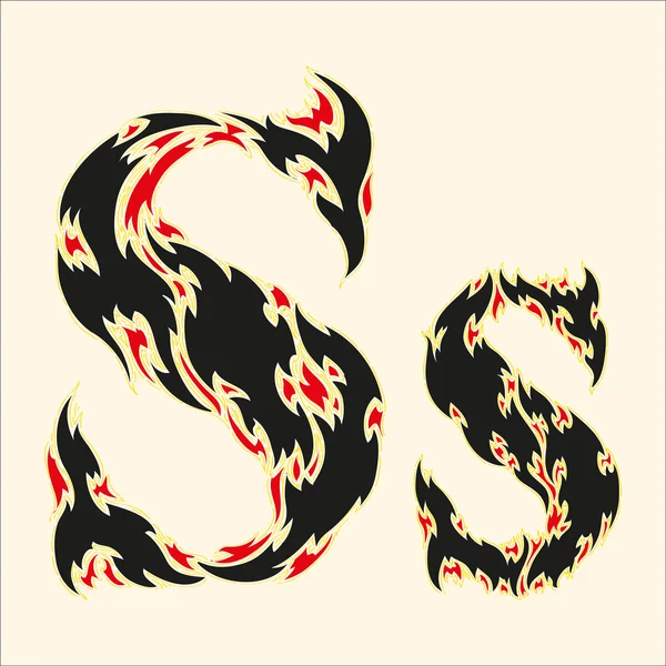 Φλογερό γραμματοσειρά γράμμα S εικονογράφηση σε άσπρο φόντο — Διανυσματικό Αρχείο