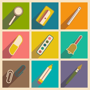 Gölge kavramı ile düz ve mobil uygulama okul malzemeleri