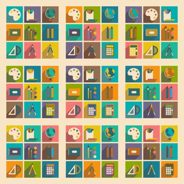 Gölge kavramı ile düz ve mobil uygulama okul malzemeleri