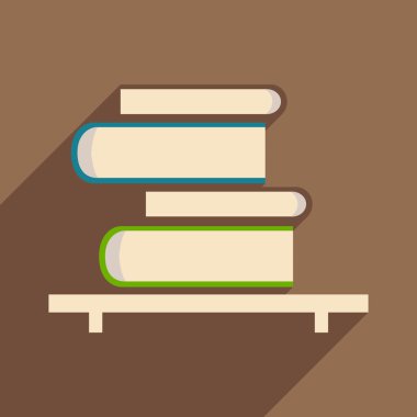 Düz gölge simgesi ve mobil uygulama kitap raf