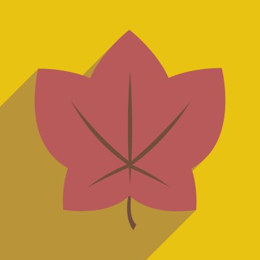 Düz gölge simgesi ve mobil uygulama yaprak ile