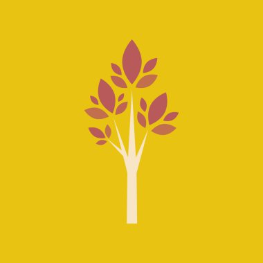 Düz gölge simgesi ve mobil uygulama ağacı yaprak döken