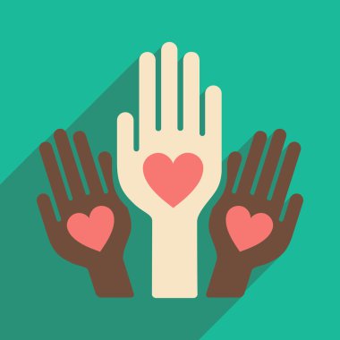 Düz gölge simgesi ve mobil uygulama dostluk halkların ile