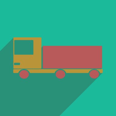 Düz gölge simgesi ve mobil uygulama dağıtım kamyonu ile