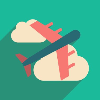 Düz gölge simgesi ve mobil uygulama uçak ile