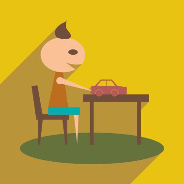 Düz gölge simgesi ve oynamaya mobil uygulama çocuk ile