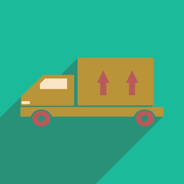 Düz gölge simgesi ve mobil uygulama dağıtım kamyonu ile