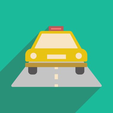 Düz gölge simgesi ve mobil uygulama taksi ile