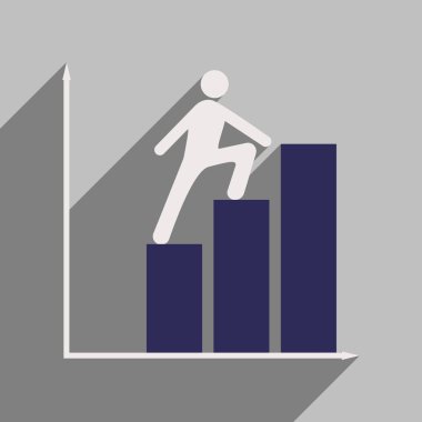 Düz gölge simgesiyle adam zamanında tırmanıyor.