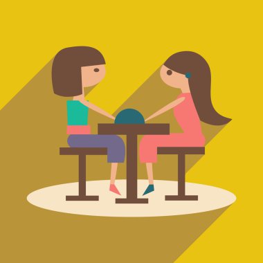 Düz gölge simgesi ve mobil uygulama toplantı arkadaşları ile