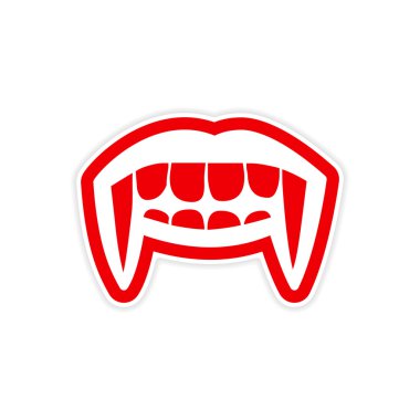 Etiket vampir parlak smile beyaz arka plan üzerinde