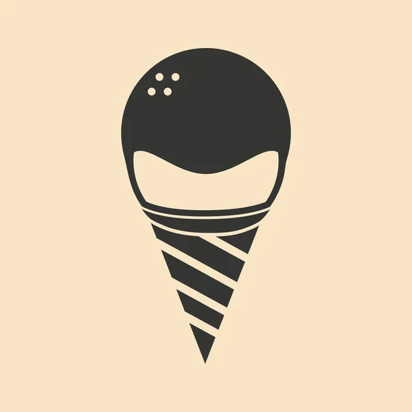 Piso en blanco y negro aplicación móvil cono de helado — Archivo Imágenes Vectoriales