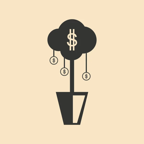 Piso en blanco y negro Money Tree — Vector de stock