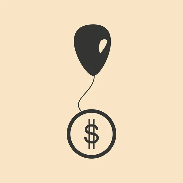 Plano em moeda preta e branca em balão — Vetor de Stock