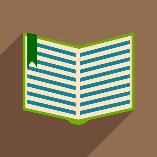 Lapos, árnyék ikon és a mobil alkalmazás nyitott könyv — Stock Vector