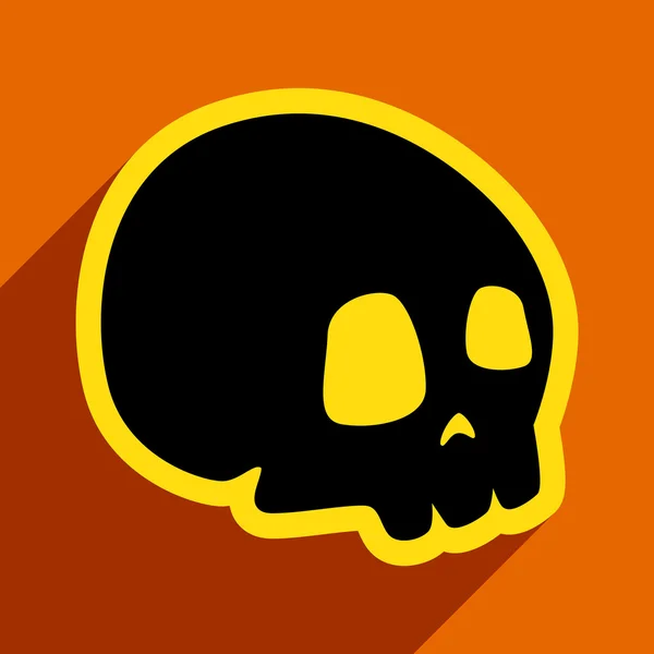 Plano con icono de sombra e icono de cráneo de aplicación móvil — Vector de stock