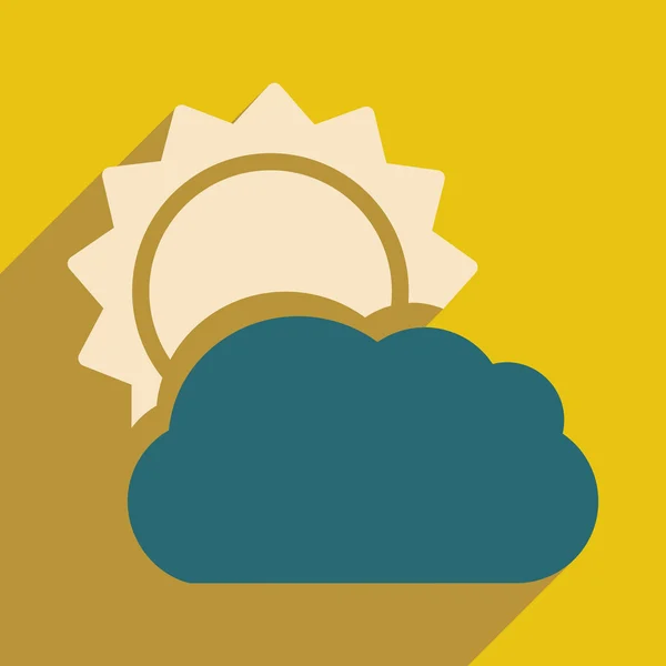 Appartement met schaduw pictogram en mobiele toepassing zon cloud — Stockvector