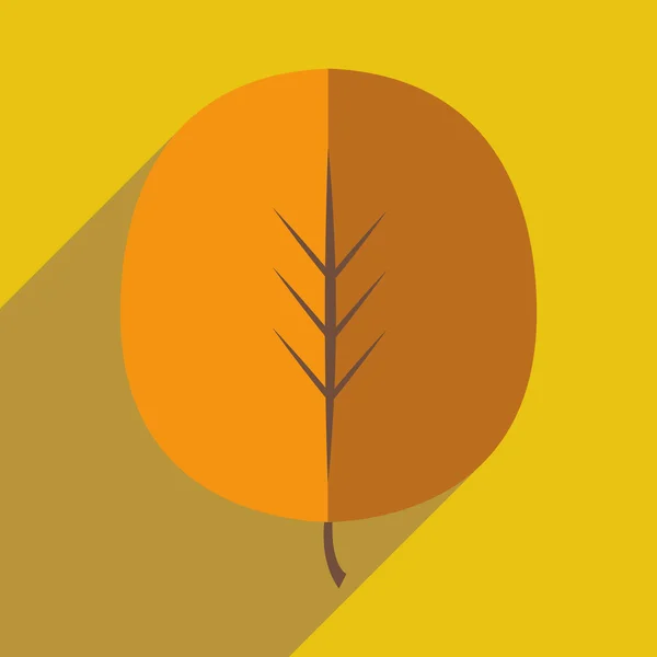 Düz gölge simgesi ve mobil uygulama ile kavak yaprakları — Stok Vektör