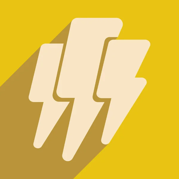 Piso con icono de sombra y aplicación móvil trueno Rayo — Vector de stock