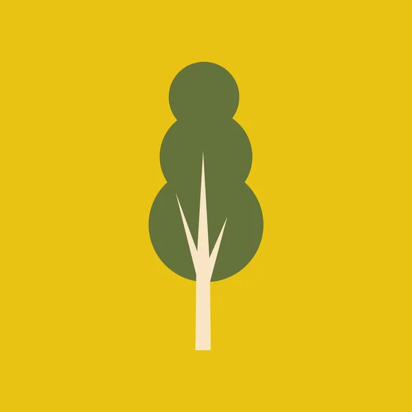 Düz gölge simgesi ve mobil uygulama ağacı yaprak döken — Stok Vektör