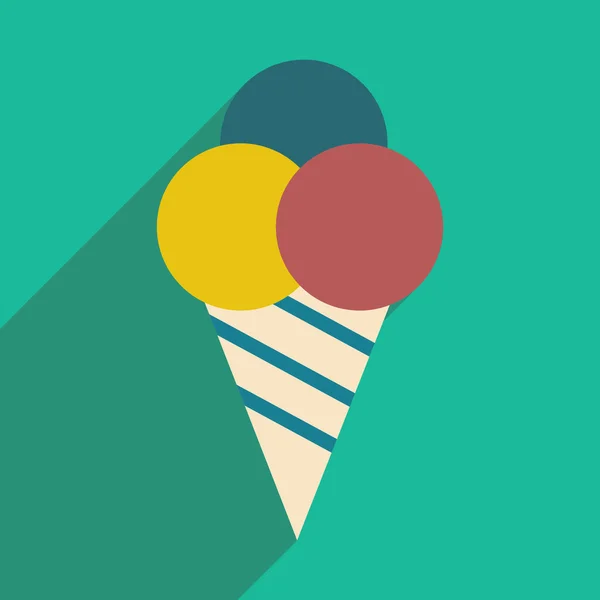 Plochá s ikonou stín a kužel zmrzliny mobilní aplikace — Stockový vektor