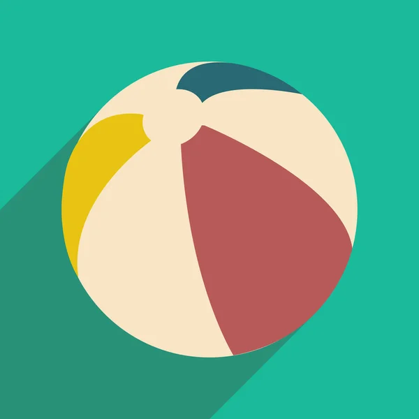 Plano com ícone de sombra e aplicação móvel bola de praia — Vetor de Stock