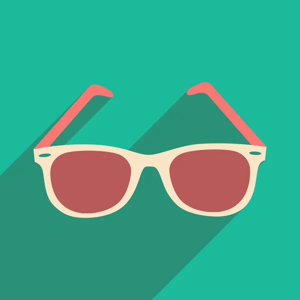 Appartamento con icona ombra e occhiali da sole per applicazioni mobili — Vettoriale Stock