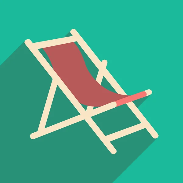 Piso con icono de sombra y silla de cubierta de aplicación móvil — Vector de stock