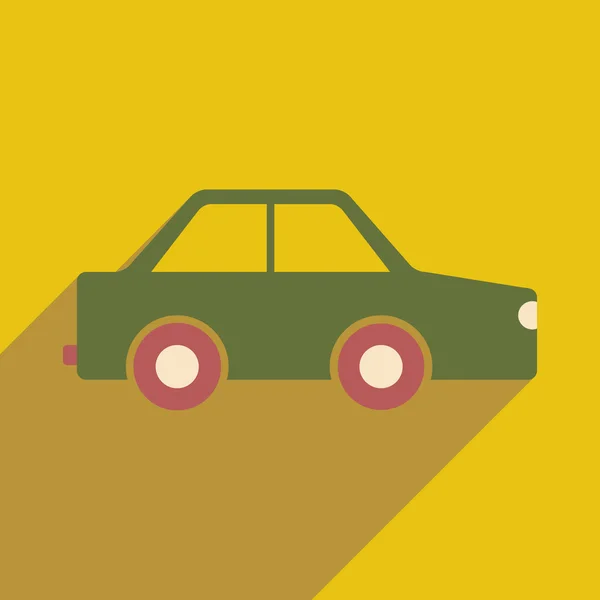 Düz gölge simgesi ve mobil uygulama oyuncak araba ile — Stok Vektör