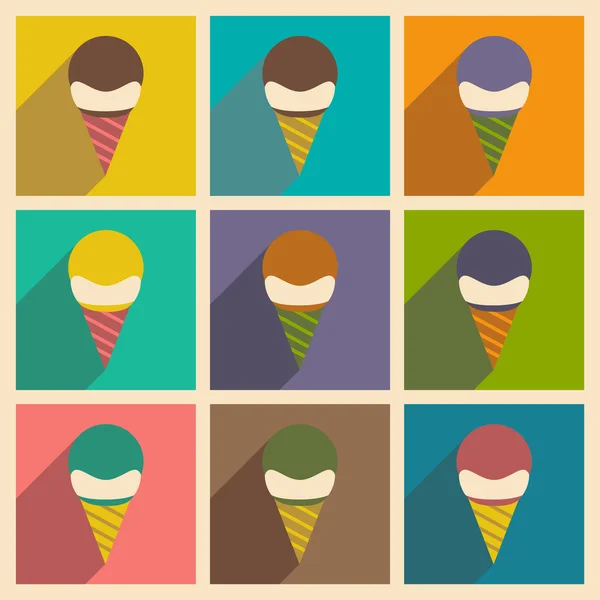 Piso con concepto de sombra y aplicación móvil bola de helado — Archivo Imágenes Vectoriales