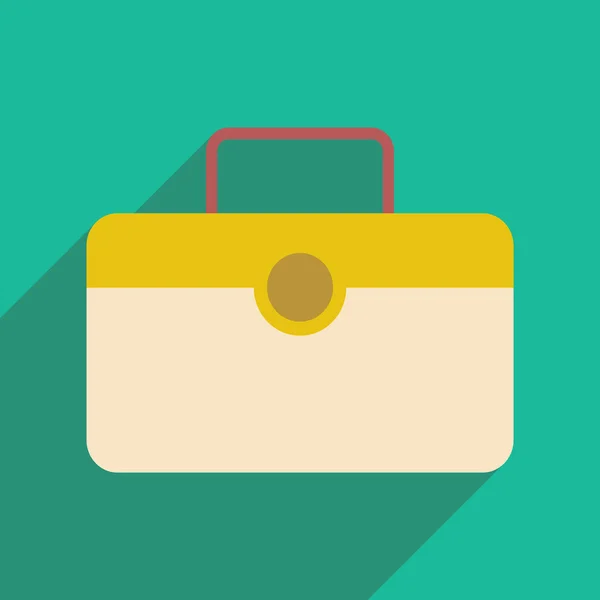 フラット影のアイコンとモバイル アプリケーションの小型スーツケース — ストックベクタ