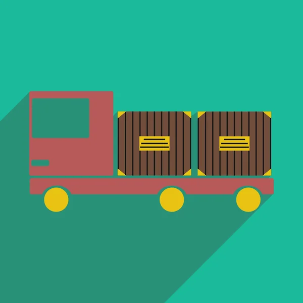Platta med skugga ikonen och mobil applikation bil cargo logistik — Stock vektor