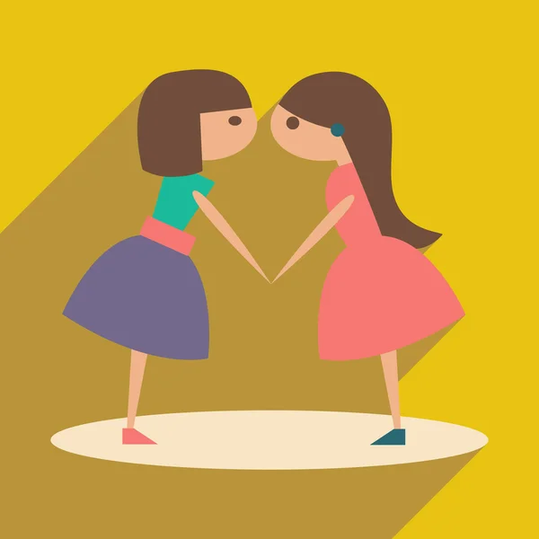 Flat with shadow icon and mobile application girlfriends Stock Illustration