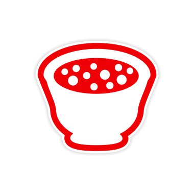 etiket miso çorbası plaka üzerinde beyaz bir arka plan