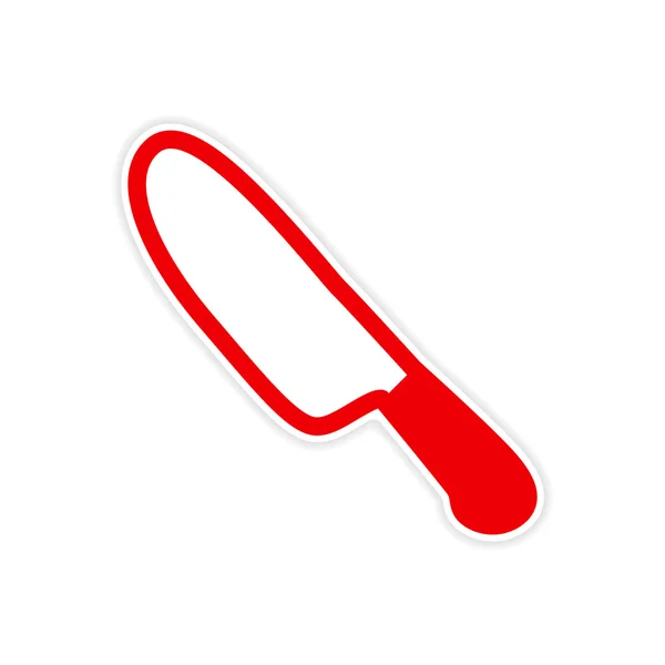 Pegatina Bright cuchillo de cocina sobre un fondo blanco — Vector de stock
