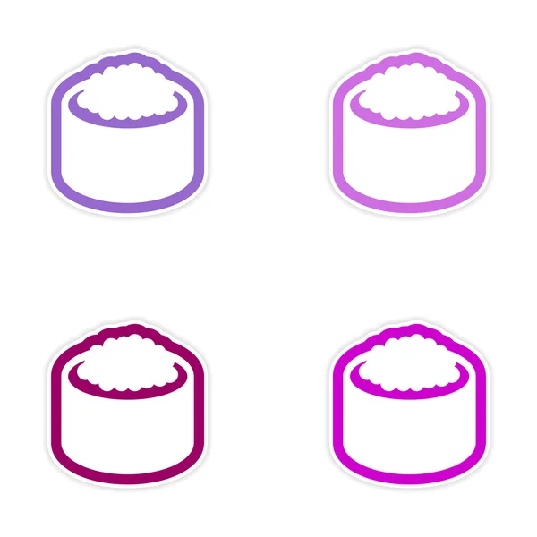 흰색 바탕에 캐 비어와 어셈블리 스티커 초밥 — 스톡 벡터