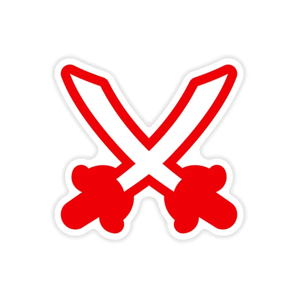 Klistermärke Bright korsade svärd på en vit bakgrund — Stock vektor