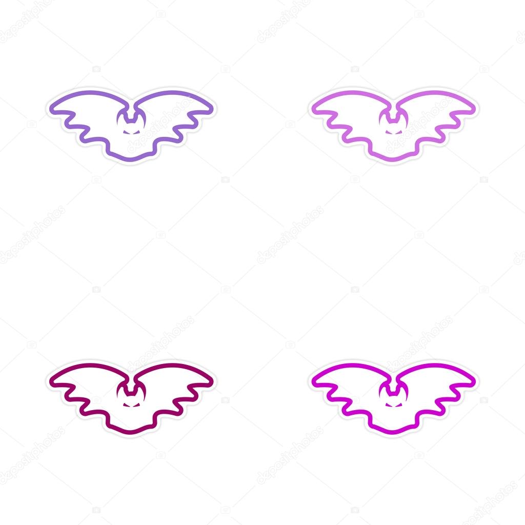 Sticker assembly Bright silhouette of a bat on white background