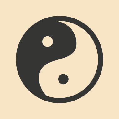 Düz siyah ve beyaz mobil uygulama yin Yang