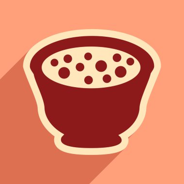 Düz gölge simgesi miso çorbası ile şık arka plan üzerinde