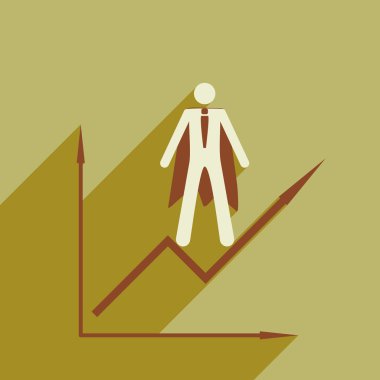 Gölge adam ve zamanlama ile modern düz simgesi