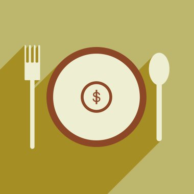 Gölge sikke plaka ile modern düz simgesi