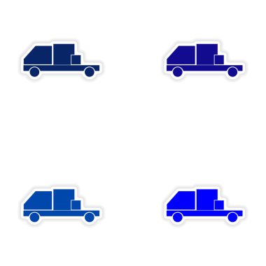 derleme gerçekçi etiket tasarım kağıt teslim kutusu kamyon