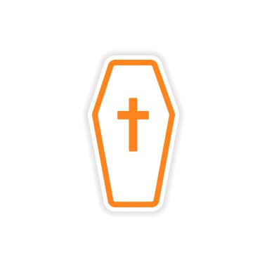 Kağıt tabut üzerinde simgesi etiket gerçekçi tasarım