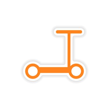 Kağıt scooter üzerinde simgesi etiket gerçekçi tasarım