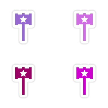 kağıt oyuncak çekiç üzerinde derleme gerçekçi etiket tasarımı